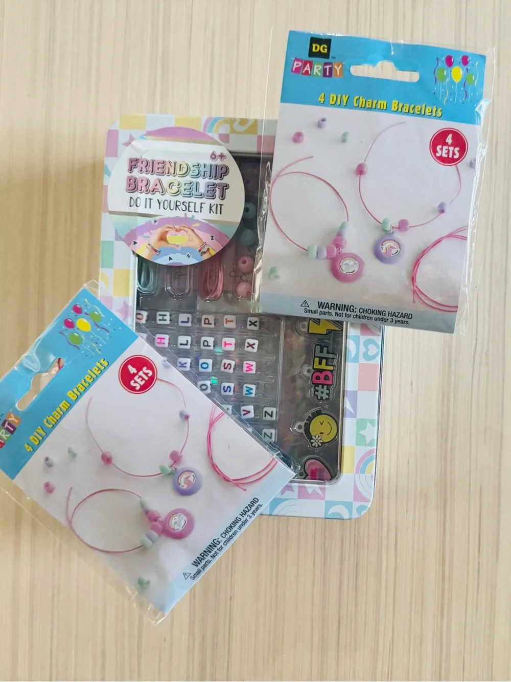 Friendship Bracelet DIY Kit with Pink Charm Bracelets